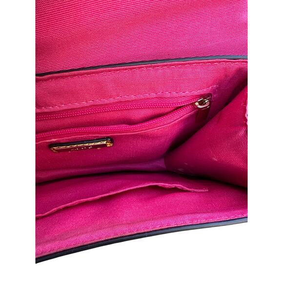 Snakeskin Patchwork Crossbody Satchel Bag Pink Multi Chain Tassel - Picture 2 of 6